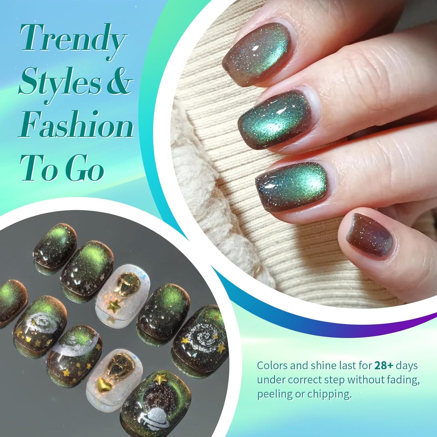 Born Pretty Cat Magnetic Eye Gel Nail Polish,Brown Green Magnetic Gel Polish Shimmer Magnetic Eye Gel Manicure Nail Art DIY 15ml-Velvo Beauty