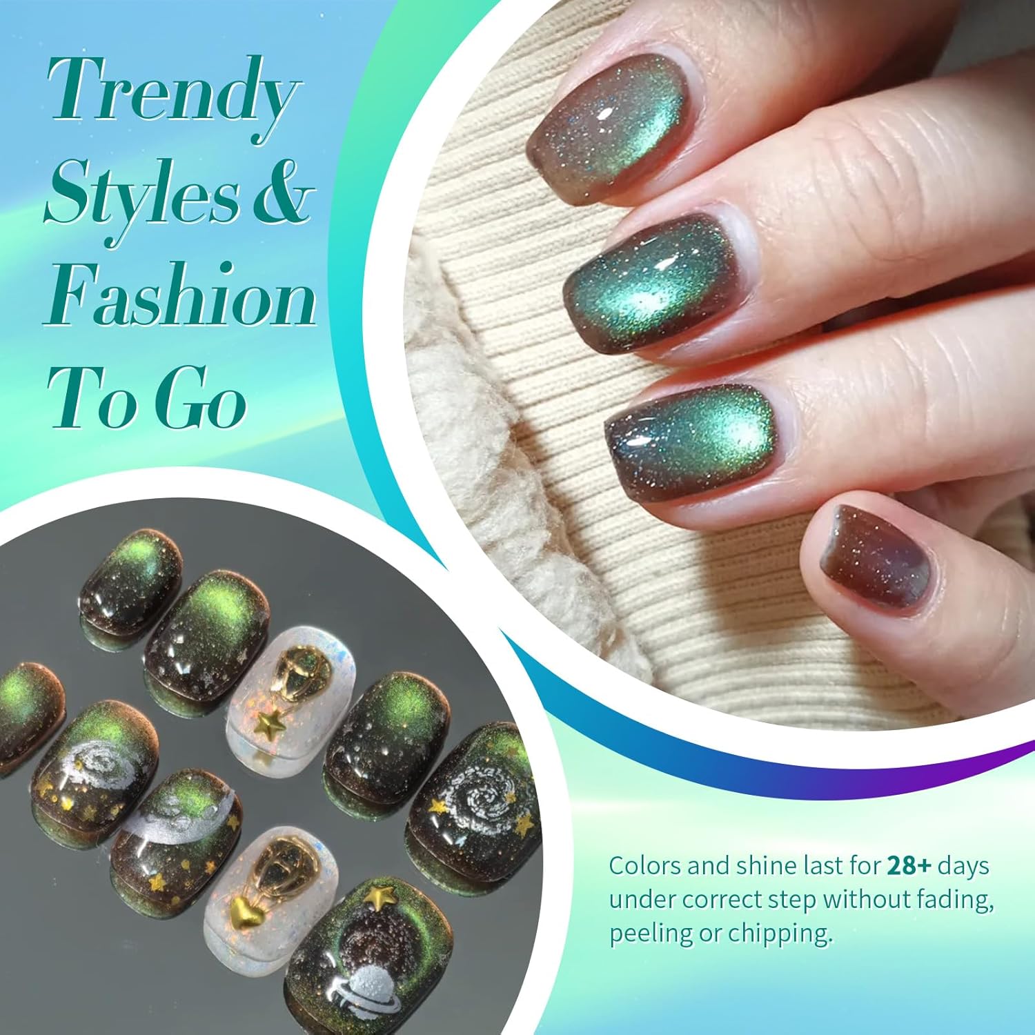 Born Pretty Cat Magnetic Eye Gel Nail Polish,Brown Green Magnetic Gel Polish Shimmer Magnetic Eye Gel Manicure Nail Art DIY 15ml-Velvo Beauty