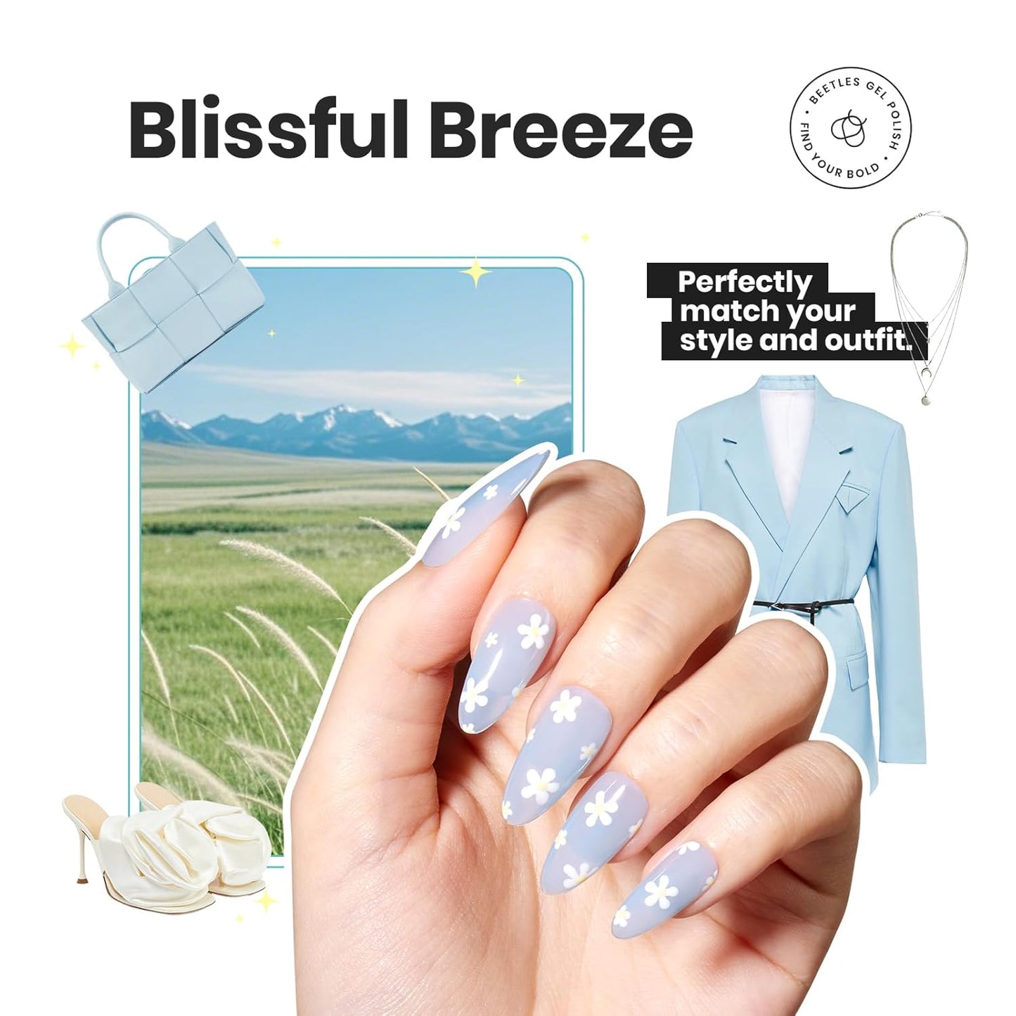 Beetles Jelly Nail Polish Set, 6 Colors Clear Pastel Nail Polish Glitter Pink Dusty Rose Orange Green Blue Purple Long Lasting & Quick Dry Nail Strengthener Polish Gift Sets for Women-Velvo Beauty