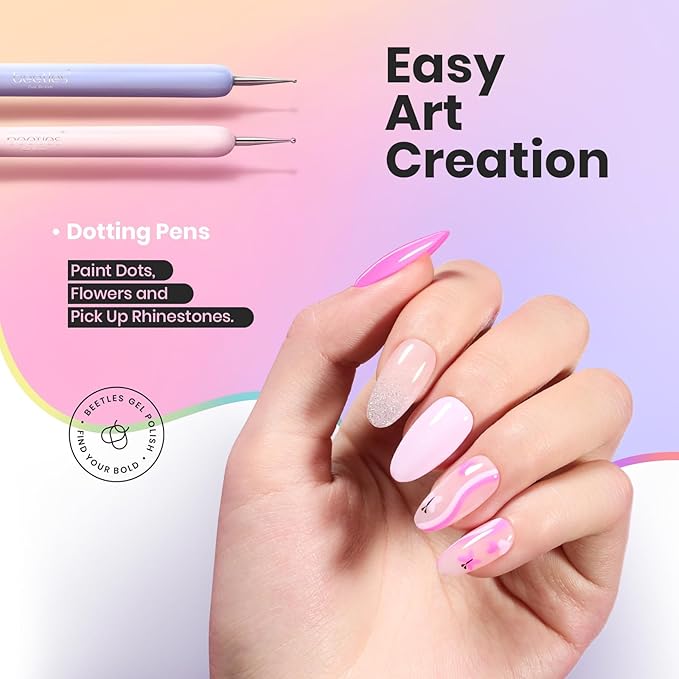 Beetles Nail Art Brushes, 6pcs Nail Art Tool Set, Nail Double-headed Dotting Tools, Striping Nail Art Brushes for Long/Short Lines, Nail Drawing Pen with Nail Brush Holder&Palette For Nail Design-Velvo Beauty