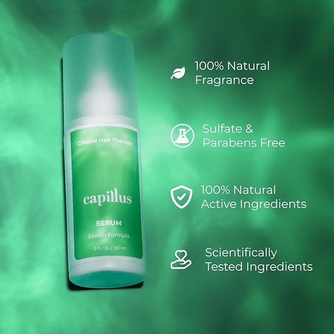 Capillus Enrich Serum, Hair Growth Serum for Hair Loss and Regrowth, Castor Oil and Cinnamon Extract help Strengthen Hair Follicles and Reverse Hair Loss & Hair thinning-Velvo Beauty