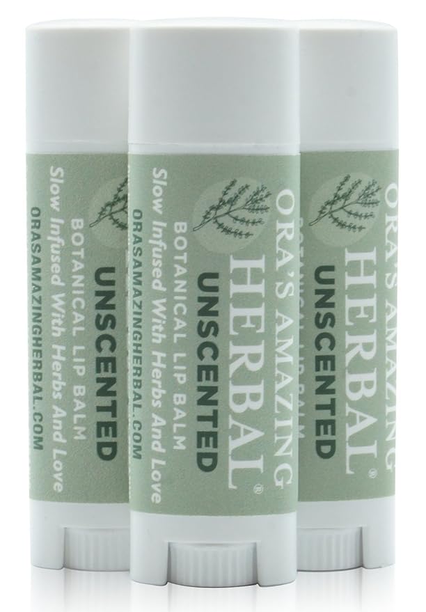 Unscented Lip Balm, Herbal Lip Balm, Healing Lip Balm, Balm for Perioral Dermatitis, Very Dry Lips, Natural Fragrance Free Beeswax Lip Balm (Unscented Pack of 3)-Velvo Beauty