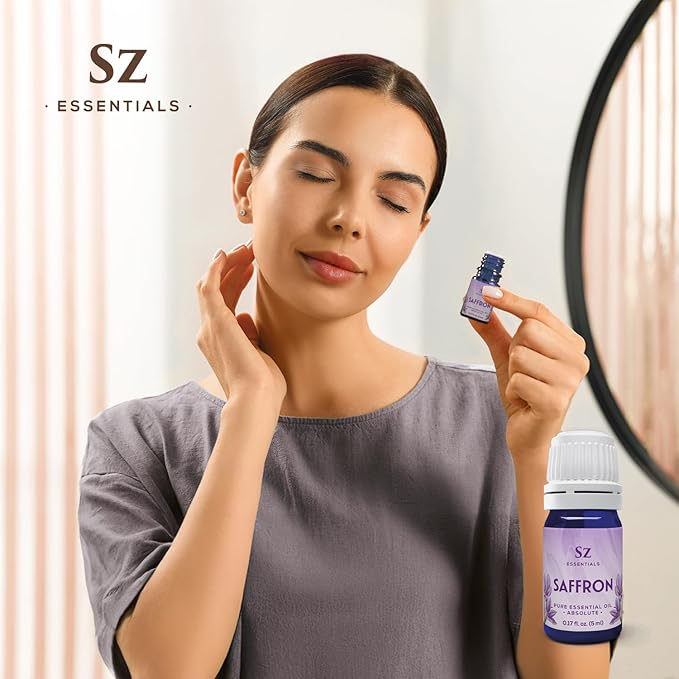 Saffron Essential Oil, 100% Pure, Extracted from Stigmas of The Saffron Flower - Spicy & Floral Scent with Earthy Overtones - Therapeutic Grade & Vegan - 0.17oz (5ml)-Velvo Beauty