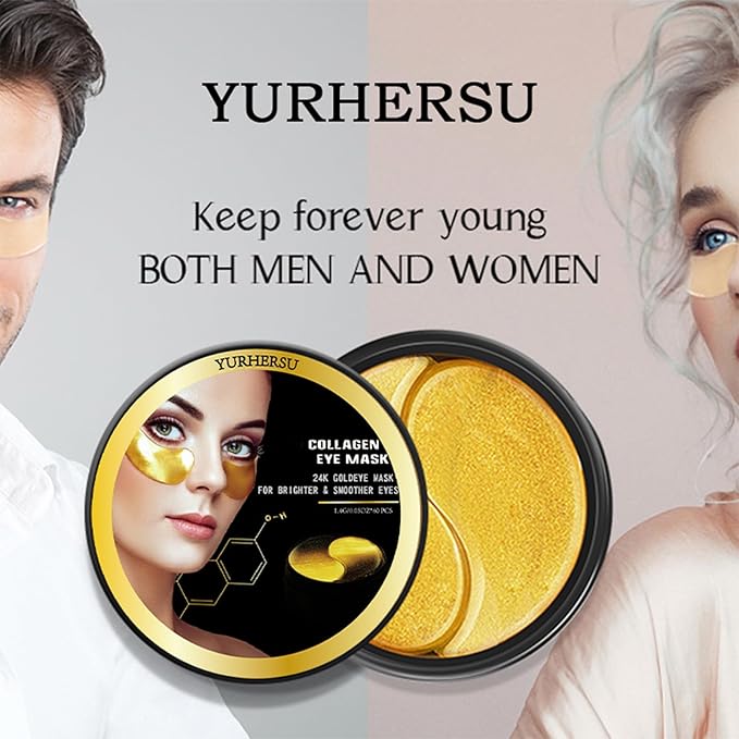 24K Collagen Eye Mask 60 Pcs Moisturzing Eye Pads for Puffy Eyes, Dark Circles, Under Eye Bags, Anti-Wrinkle, Moisturizing, Eye Skin Care Fast Absorption Eye Patches Gel for Women Man-Velvo Beauty