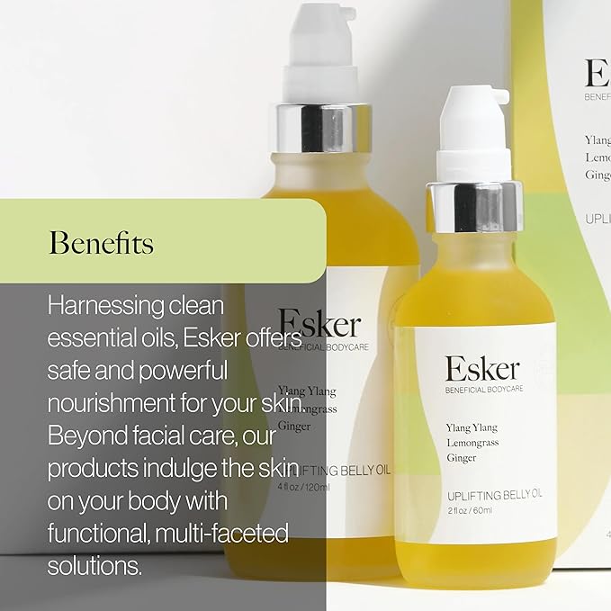 ESKER Natural Uplifting Belly Oil | (2.0oz) | Plant-Based Formulated with Antioxidants Promoting Deep Hydration and Cell Regeneration | Skin Stays Nourished and Resilient During Pregnancy-Velvo Beauty