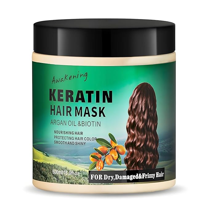 Hair Mask Deep Treatment Conditioner Collagen Protein Argan Oil Biotin Repair For Dry Damaged Frizzy Curly All Hair Types(16.9 Fl Oz/500ml) (keratin)-Velvo Beauty