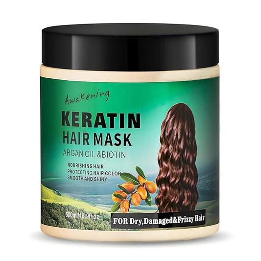 Hair Mask Deep Treatment Conditioner Collagen Protein Argan Oil Biotin Repair For Dry Damaged Frizzy Curly All Hair Types(16.9 Fl Oz/500ml) (keratin)-Velvo Beauty