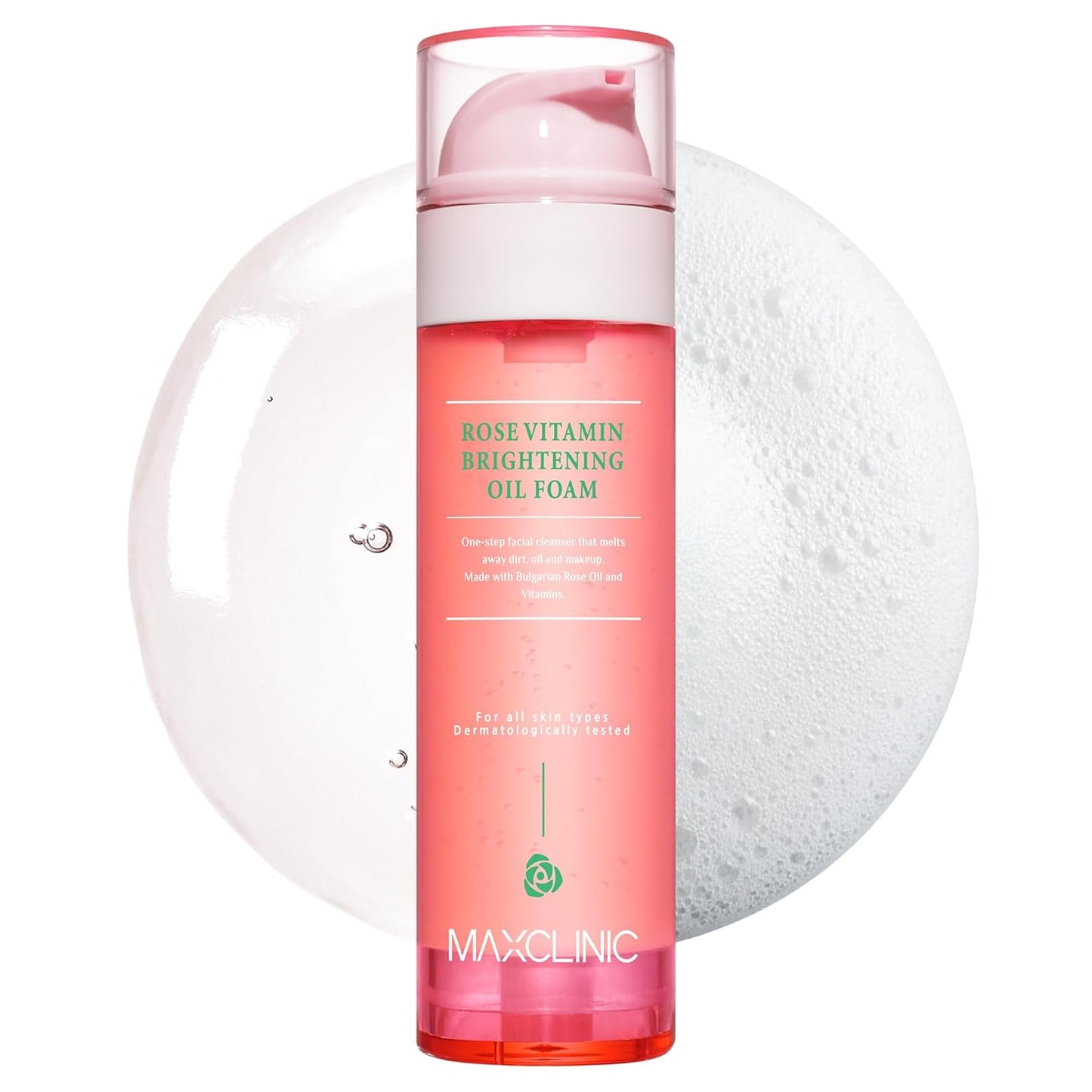 [K-Beauty] Rose Vitamin Oil to Foam - All-in-One Korean Face Wash OilBased Foaming Facial Cleanser - Pore Minimizing & Blackhead Remover - Makeup Deep Cleansing Oil for All Skin Types (3.88 fl oz)-Velvo Beauty