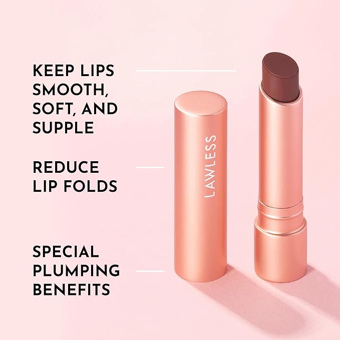 LAWLESS Forget the Filler Lip Plumping Line Smoothing Tinted Balm, Amaretto, Brown, 0.09 Ounce-Velvo Beauty