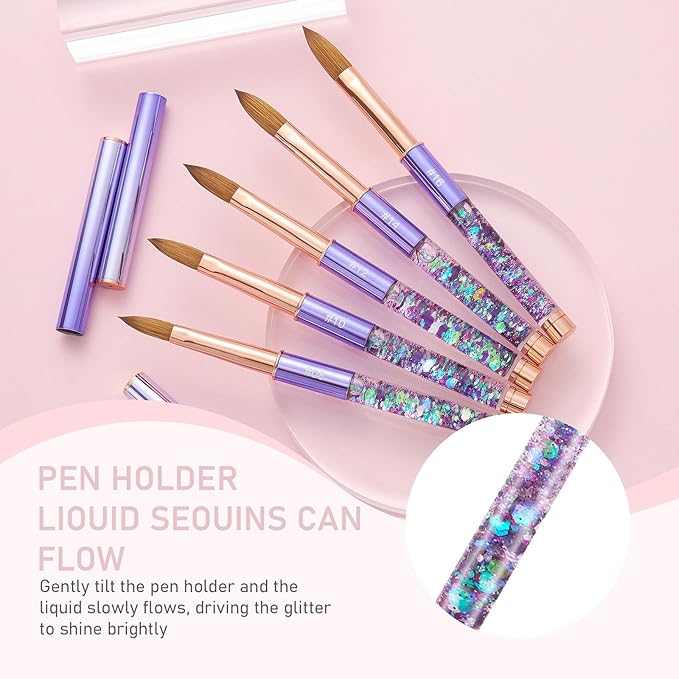 Acrylic Nail Brush Size #16, KEMEISI 100% Pure Kolinsky Nail Art Brushes Sturdy Handle Oval Shaped Acrylic Powder Nail Design Tools for Professional Manicure DIY Home Salon (Purple)-Velvo Beauty