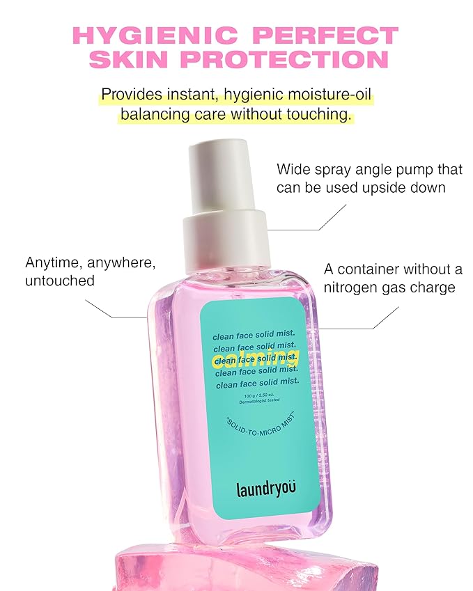Clean Face Solid Mist - Calming, Hydrating, and Moisturizing Gel-To-Mist Dermatologist Tested Hypoallergenic Facial Spray for Redness Relief and Soothing Irritated Skin - (3.38 fl. oz.)-Velvo Beauty