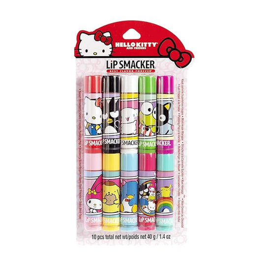 Lip Smacker Sanrio Hello Kitty & Friends Pack - 10 Moisturizing Lip Balms, Clear Matte, Hydrating & Protecting - Cruelty-Free-Hello Kitty-Velvo Beauty