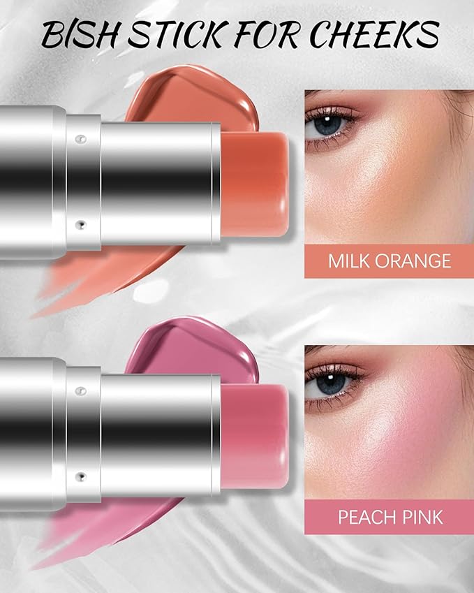 Peach Pink Cream Blush Stick, Monochromatic Multi-Blush Stick for Cheeks & Highlighter, Pigmented Long Lasting Smooth Natural Cheek Tint, Matte and Dewy Finish, Vegan & Cruelty-Free for All Skin-04-Velvo Beauty
