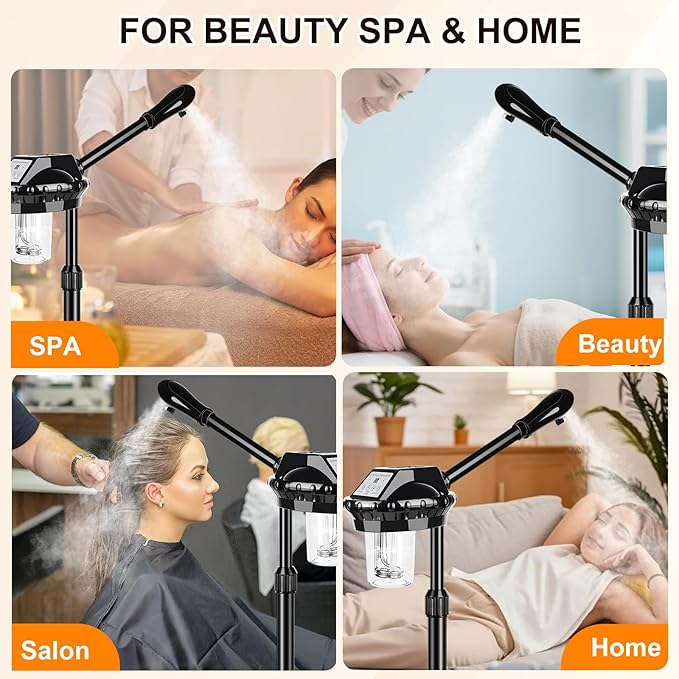 Professional Facial Steamer,vaporizador Facial Adjustable Height and Angle,More Steam, Hot Mist Facial Humidifier Atomizer for Spa Beauty, Home Use-Velvo Beauty