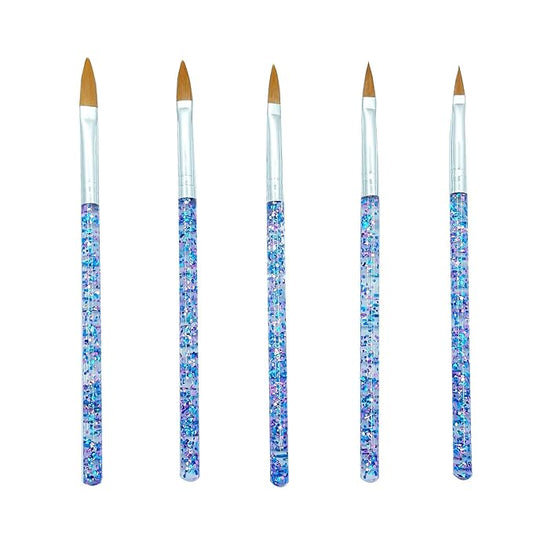 5pcs Nail Art Brushes Set, Nail Art Design Pen Painting Tools with Nail Extension Gel Brush, Nail Polish Brush, Builder Nail Gel Brush, Nail Dotting Pen Salon at Home Diy Manicure (Blue)-Velvo Beauty