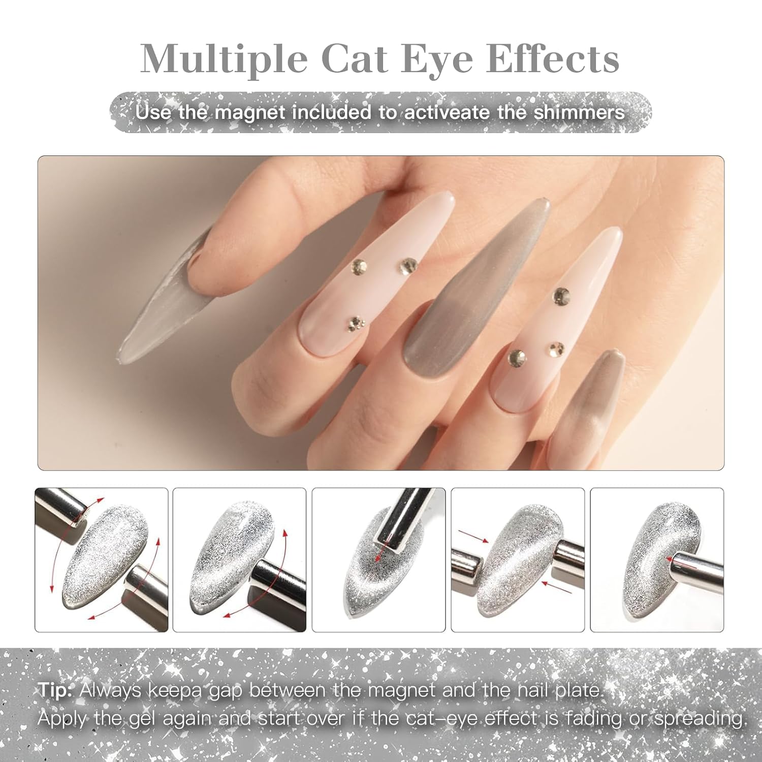 Cat Eye Gel Nail Polish with Magnet Stick, 15ml Magnetic Gel, Create Stunning Cat Eye Effects for DIY Manicures, Long-Lasting, Salon-Quality Finish, Frosted Vision-Velvo Beauty