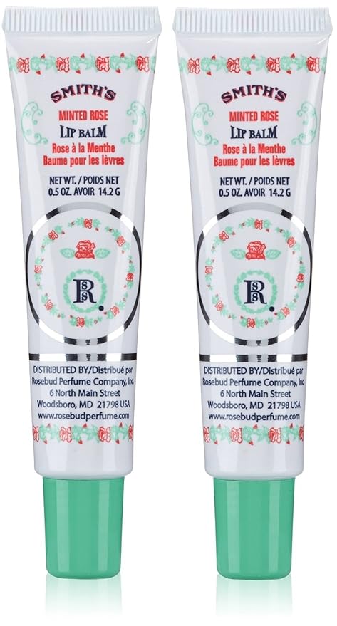 Smith's Rosebud Perfume Co. Minted Rose Lip Balm in a Tube,0.5 Ounce (Pack of 2)-Velvo Beauty