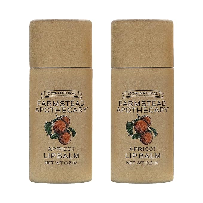 Farmstead Apothecary 100% Natural Lip Balm with Organic Beeswax, Organic Shea Butter & Organic Coconut Oil, Apricot 0.2oz (Pack of 2)-Velvo Beauty