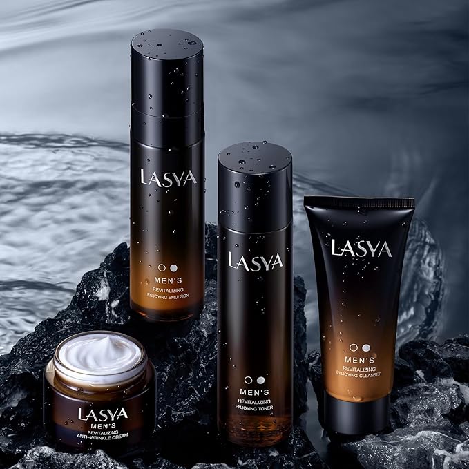 Anti Aging Skin Care Set for Men,Reduce Wrinkles & Hydrate Mens Skin Care Kit Cleanser,Toner,Lotion,Face Cream,Complete Skincare Process for Men Unique Skin Care Sets & Kits(4-Pcs)-Velvo Beauty