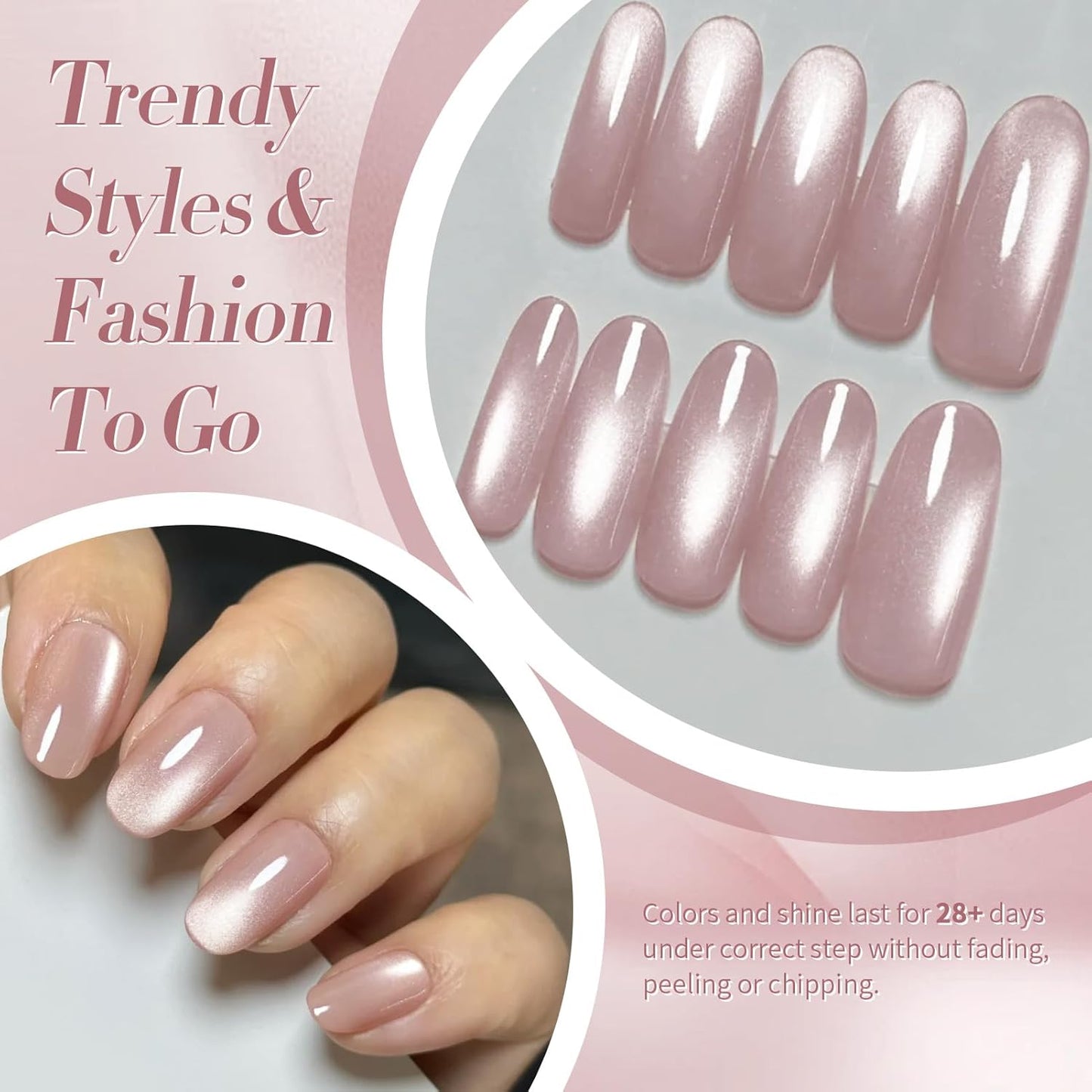 Born Pretty Cat Magnetic Eye Gel Nail Polish, Translucent Milky Pink Cat Magnetic Gel, Jelly Glitter Off Nail Art Salon Manicure Home Gift 15ml-Velvo Beauty