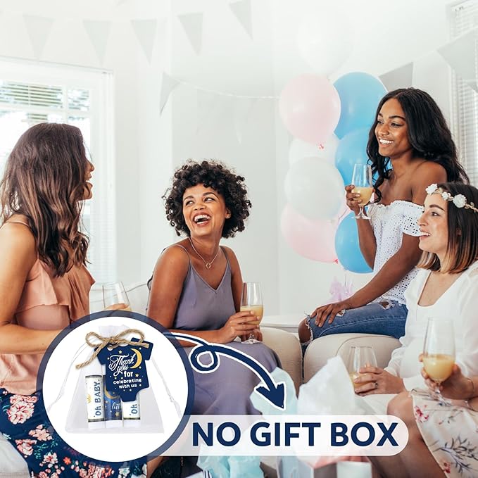 Demissle 50 Pcs Baby Shower Lip Balm Gift Set with 100 Pcs Organza Bags Baby Shower Party Favor for Guest Thank You Tag Rope Baby Shower Party Decoration Gender Reveal Souvenirs(Night)-Velvo Beauty