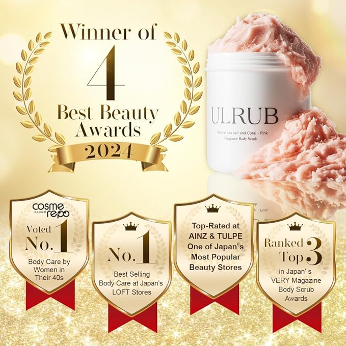 ULRUB Body Scrub 460g Perfumed Scrub Dark Spots Intimate Areas Knees Arms Dead Skin Cells Elbows Heels CICA Extract Placenta Vitamin C Body Smoother Gift CHURACOS Japan For Women ULRUB ulrub-Velvo Beauty