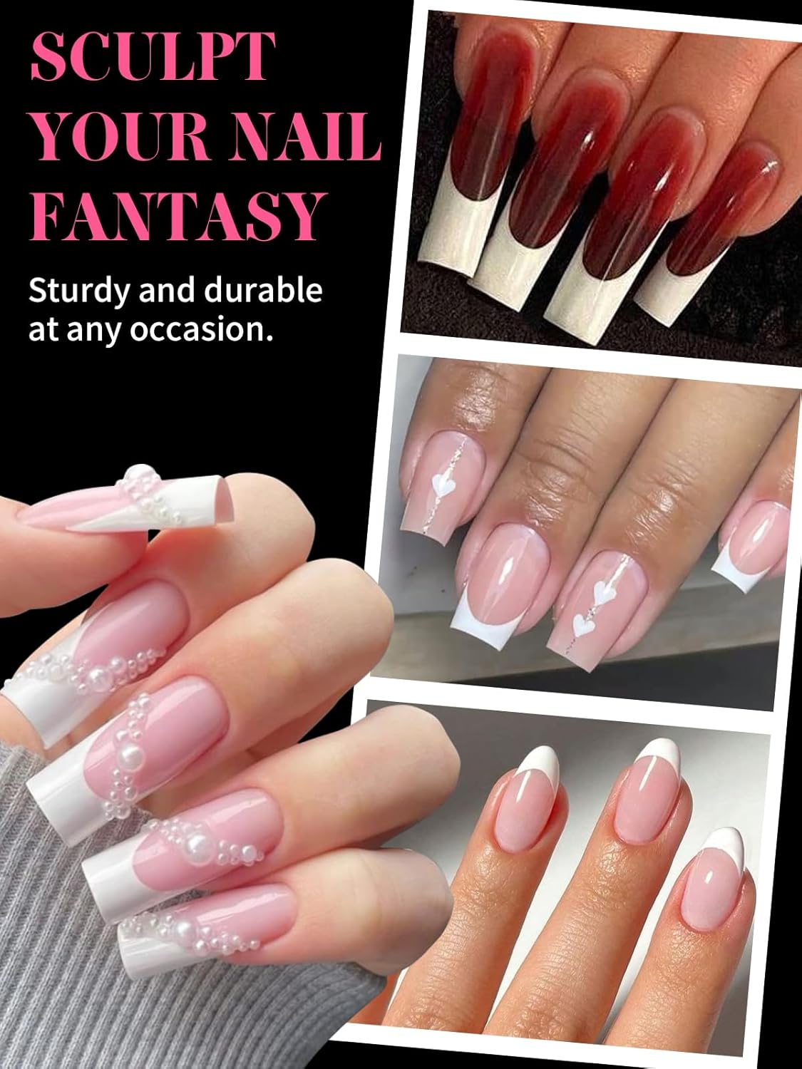 EBANKU Dual Nail Forms for Poly Extension Gel, 150 PCS Clear Square Nail Molds Reusable 15 Sizes Nail Extension Forms for Builder Gel Manicure Design Salon DIY-Velvo Beauty