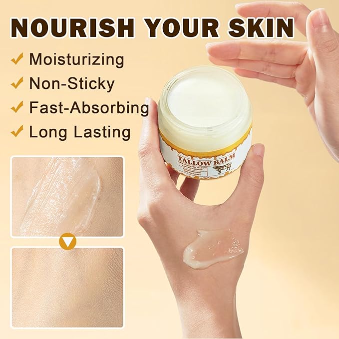 Beef Tallow and Honey Balm for Skin Tallow Face Moisturizer Natural Organic Tallow Honey All body Balm Tallow Body Moisturizer 2 Oz-Velvo Beauty