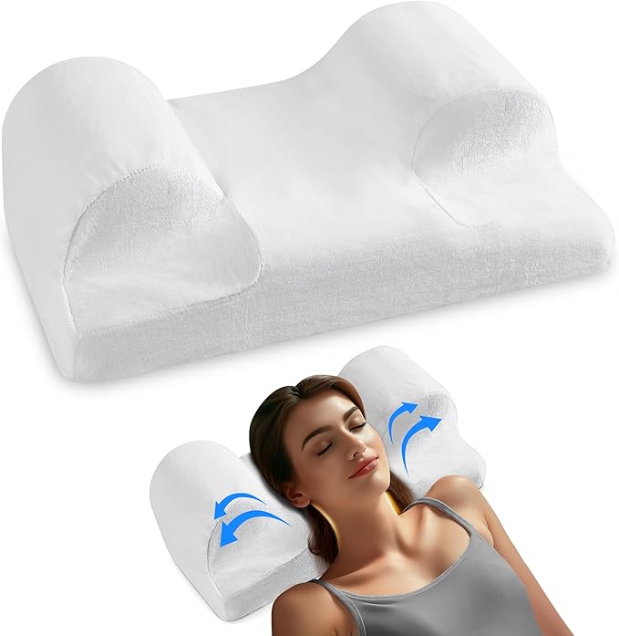 YourFacePillow, Back Sleeper Beauty Pillow, Cervical Neck Pillow, Patented Contour Memory Foam Pillow, Ergonomic Neck, Back and Shoulder Support. Back Sleeping Reduces Pressure on Skin - Standard-Velvo Beauty