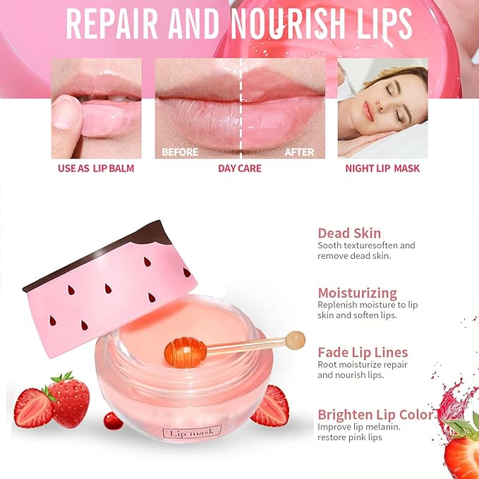 Bee Lip Balm Honey Pot, Apple Lime Sleeping Lip Mask Overnight Hydrating Dry and Crack Lip Exfoliator Scrubs Propolis Lip Balm (Apple Lime)-Velvo Beauty