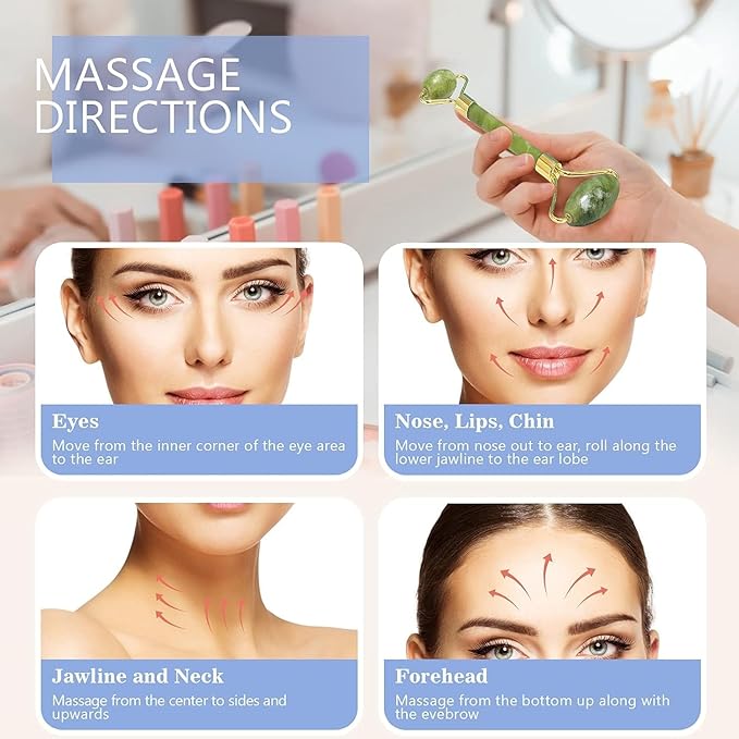 Gua Sha & Jade Roller Gua Sha Massage Tools Face Roller and Gua Sha Set Easy to Clean Promote Blood Circulation Reduce Puffiness Suitable to Skin Care Routine Puffiness and Wrinkles-Velvo Beauty