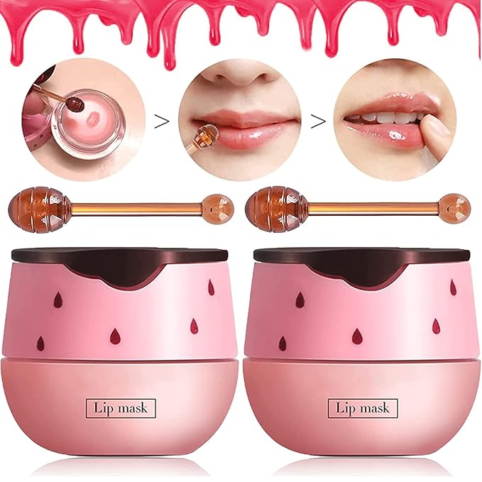 2 Pack Strawberry Lip Mask Strawberry Lip Balm Pot Propolis Moisturizing Hydrating Lip Sleeping Mask Prevention Dry and Cracked Lip Scrubs Exfoliator (2-Strawberry)-Velvo Beauty