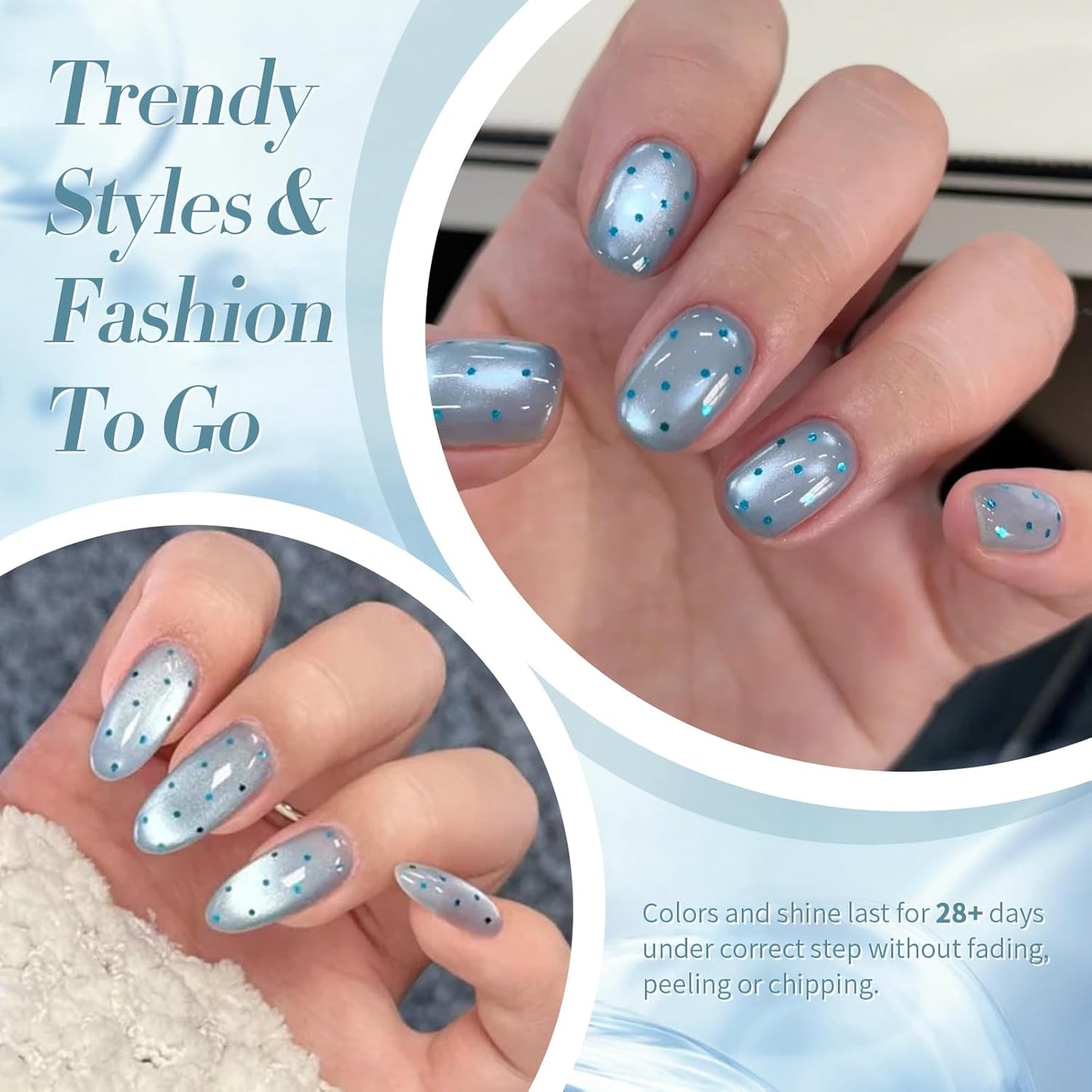 BORN PRETTY Cat Magnetic Eye Gel Nail Polish, Blue Glitter Cat Magnetic Gel Nail Polish, Crescent Bay Magnetic Nail Polish for Nail Art Manicure Salon DIY at Home 15ML-Velvo Beauty