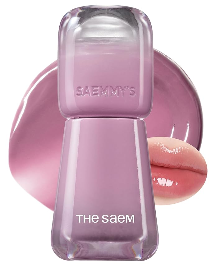 THESAEM Saemmy's Ade Shot Tint - Korean Lip Tint, Water Gel Lip Stain with Plump Glowy Moisturizing Finish, Buildable Radiant Gloss, Long-Lasting Comfort, 0.1 fl.oz. (08 Oat Grape)-Velvo Beauty