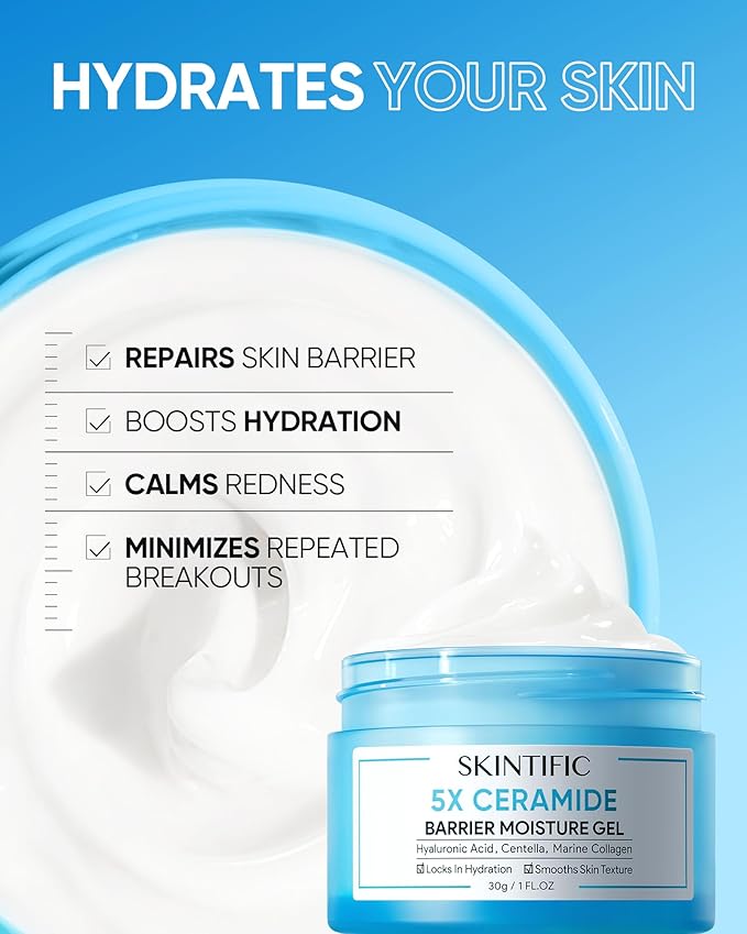 5X Ceramides Moisture Barrier Cream, Hydrating Skin Barrier Repair Face Moisturizer for All Skin Types with Hyaluronic Acid & Centella, Daily Moisturizer, Non-Comedogenic-Velvo Beauty