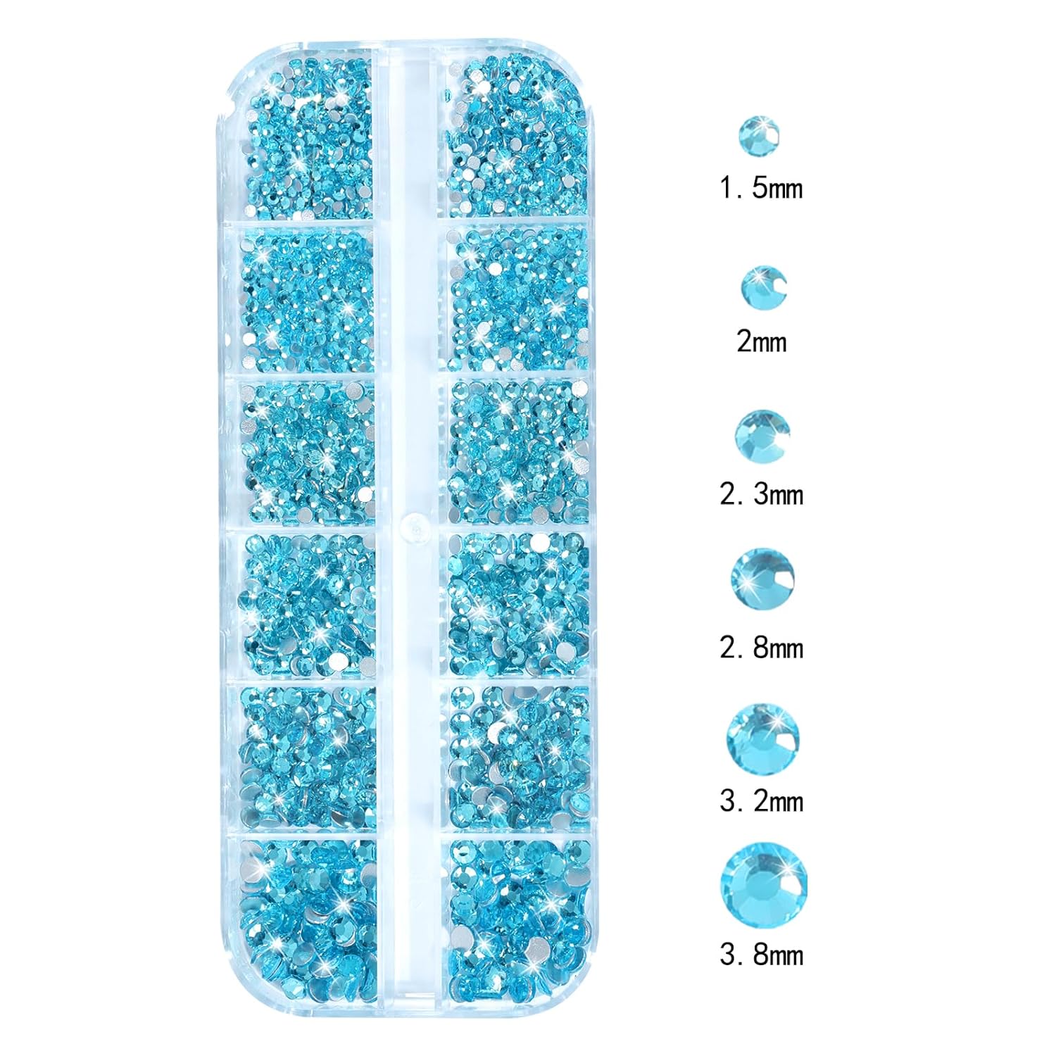 HNUIX Nail Rhinestones - 3D Multi Shape Size Crystal, Aquamarine Nail Gems, Flat Back, with Kit, for Nail Art, DIY Decorations-Velvo Beauty