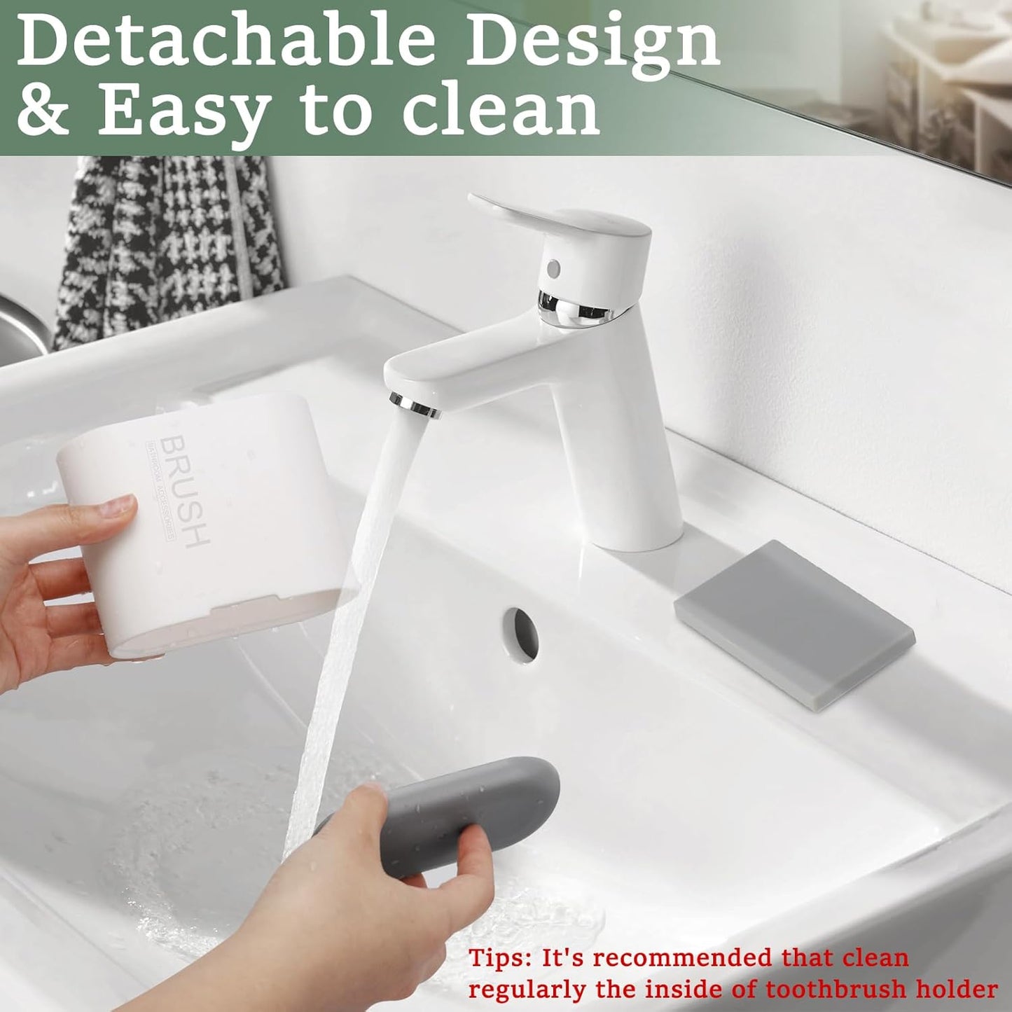 Chintu Toothbrush and Toothpaste Holder with Divider for Bathroom Countertop Organizer, Detachable for Easy Clean,Electric Toothbrush Holders Storage Caddy for Family (White/Gray)-Velvo Beauty