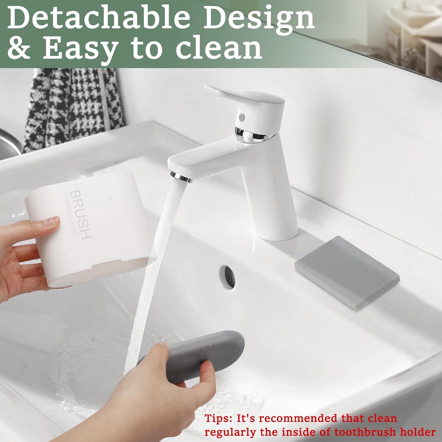 Chintu Toothbrush and Toothpaste Holder with Divider for Bathroom Countertop Organizer, Detachable for Easy Clean,Electric Toothbrush Holders Storage Caddy for Family (White/Gray)-Velvo Beauty