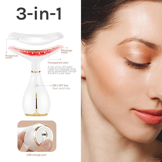 Ms.W Red Light Facial Massager, Face Massager Tool for Skin Care with LED, Thermal, and Vibration,Tightenings and Rejuvenation for Face and Neck-Velvo Beauty