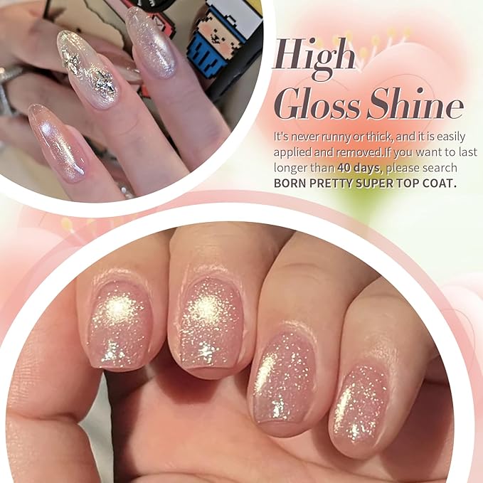 Born Pretty Cat Magnetic Eye Gel Nail Polish Spring Summer Pastel Shimmer Glitter Holographic Cat Magnetic Eye Gel Crystal Glass Cat Magnetic Gel Polish Manicure Nail Art DIY at Home 6PCS-Velvo Beauty