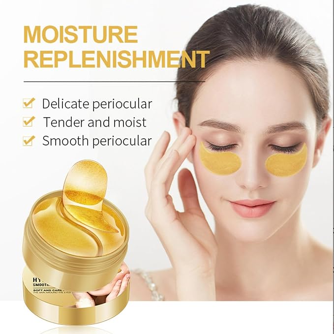 Under Eye Patches, 24K Gold Eye Mask, Reduce Puffy Eyes, Dark Circles, Eye Bags, Eye Patches with Collagen, Anti-Aging Rejuvenating Moisturizing Skin Care for Anti-Wrinkle Eye Masks 60PCS-Velvo Beauty