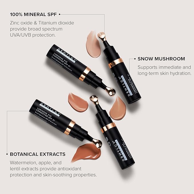DRMTLGY Luminous Eye Corrector SPF 41, Under Eye Color Corrector for Dark Circles, Anti-Aging Tinted Eye Cream, Hydrating Eye Serum with Peach Undertone, Fair-Velvo Beauty