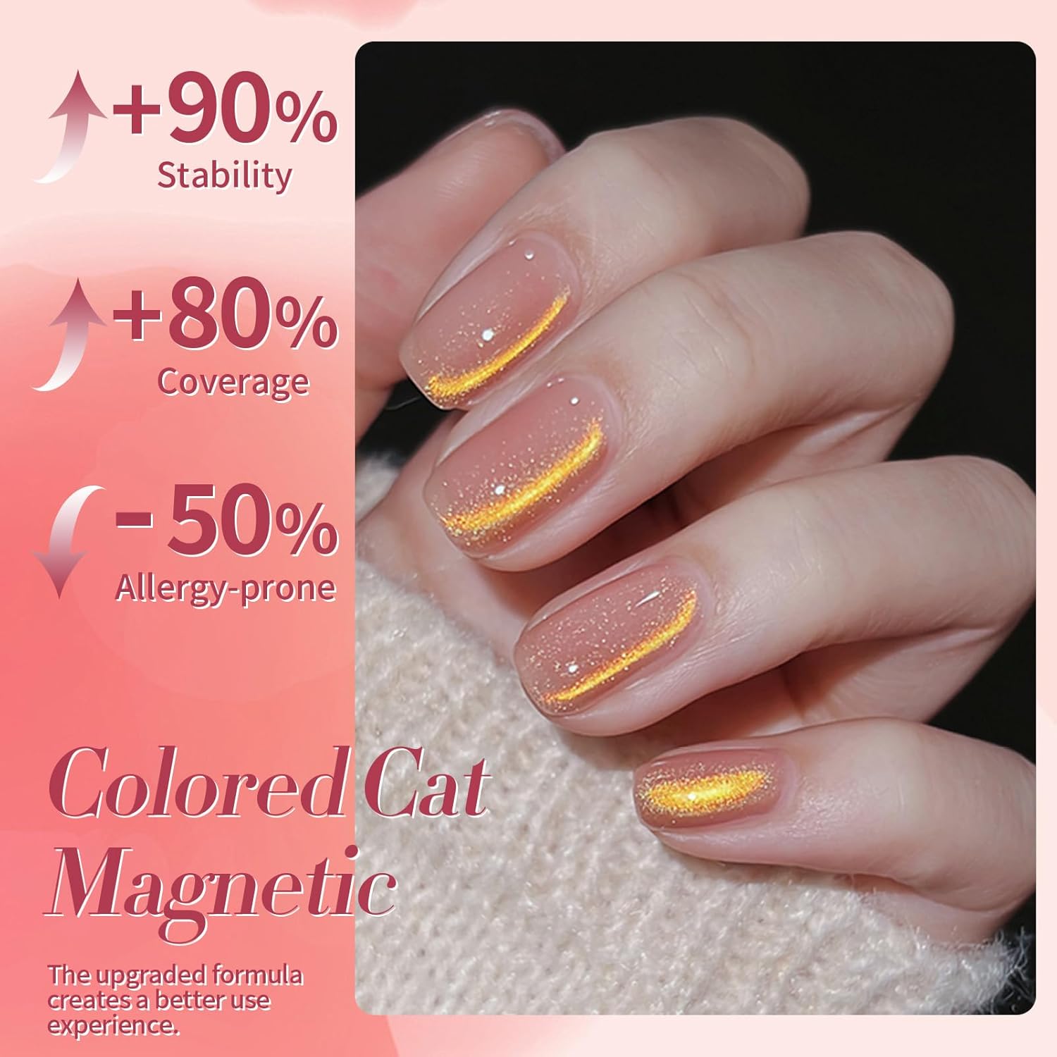 Born Pretty Cat Magnetic Eye Gel Nail Polish Rainbow Aurora Cat Magnetic Gel Polish Firefly Red Gold Cat Magnetic Eye Gel Manicure Nail Art DIY 15ml-Velvo Beauty