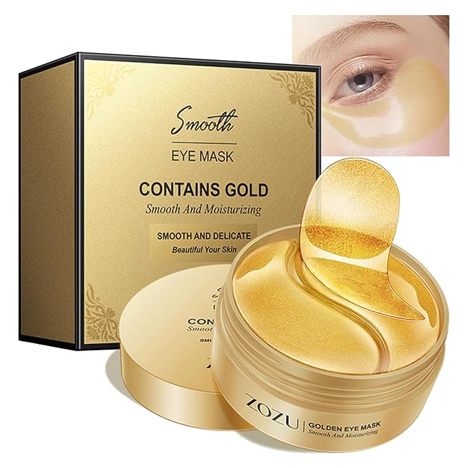24k Gold Under Eye Patches,60PCS Collagen Eye Masks for Puffy Eyes,Dark Circles,Reduce Wrinkles,Natural Refresh Revitalizing Eye Skin Care Products-Velvo Beauty