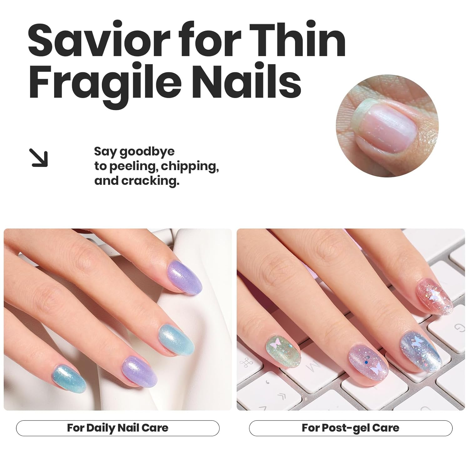 Beetles Glitter Nail Polish Set 6 Colors Glitter Fairy Gleam Quick Dry Nail Polish Shimmer Pink White Green Blue Purple Nail Lacquer Kit Fingernail Polish Diy Nail Art Gift For Women Girls-Velvo Beauty