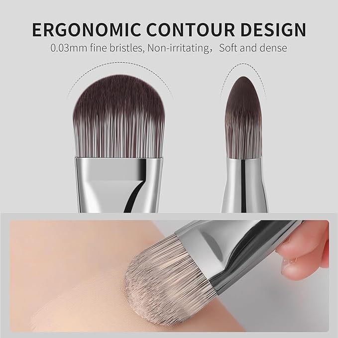 DUcare Flat Foundation Brush for Liquid Makeup, Premium Synthetic Hair Concealer/Kabuki Makeup Brush, Dense Bristles Design, Multi-Purpose Face Brushes for Liquid/Cream/Facial Mask-Velvo Beauty