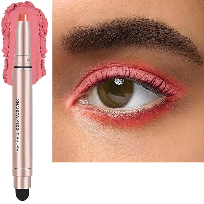 Red Matte Eyeshadow Stick, Smooth Cream Shimmer Single Eyeshadow Pencil High Pigment Long Lasting Waterproof Eye Shadow Pen, Hypoallergenic Eye Highlighter Stick Create Multi-Dimensional Eyes Look 04#-Velvo Beauty