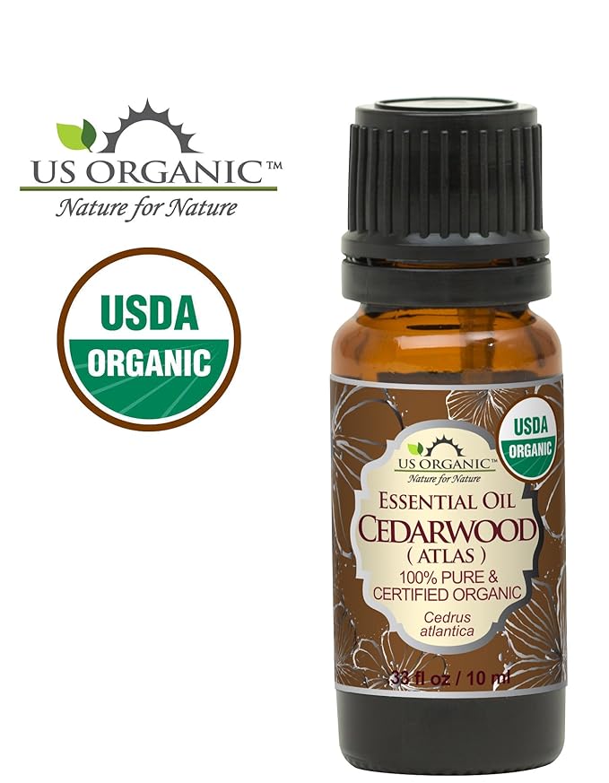 US Organic 100% Pure Cedarwood Essential Oil (Atlas) - USDA Certified Organic, Steam Distilled (More Size Variations Available) (10 ml / .33 fl oz)-Velvo Beauty