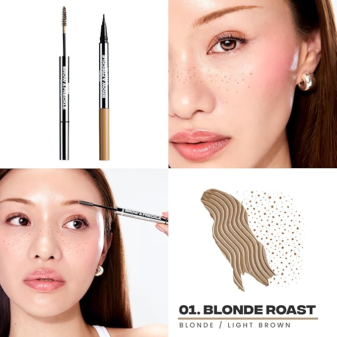 Sacheu Brow & Freckle STAY-N Tinted Eyebrow Gel & Faux Freckle Pen — 2-in-1 Longwear Water Resistant Brows Tint, Cruelty-Free & Vegan, Blonde Roast-Velvo Beauty
