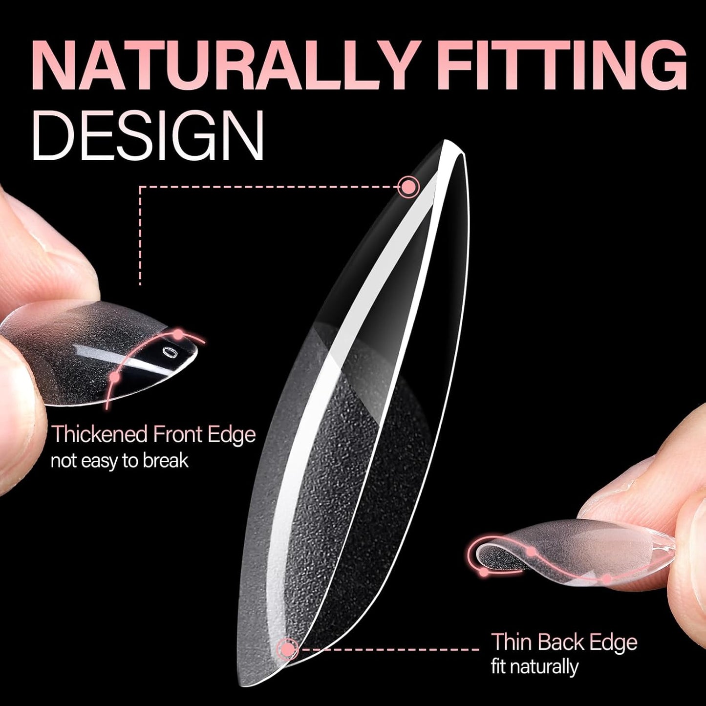 AILLSA Short Almond Nail Tips Pre-Shaped Acrylic Nail Tips Half Matte Full Cover Nails Tips Clear Gelly Press on Flase Tip Nail for Extension Nail Manicure Home DIY 240PCS 15Sizes-Velvo Beauty